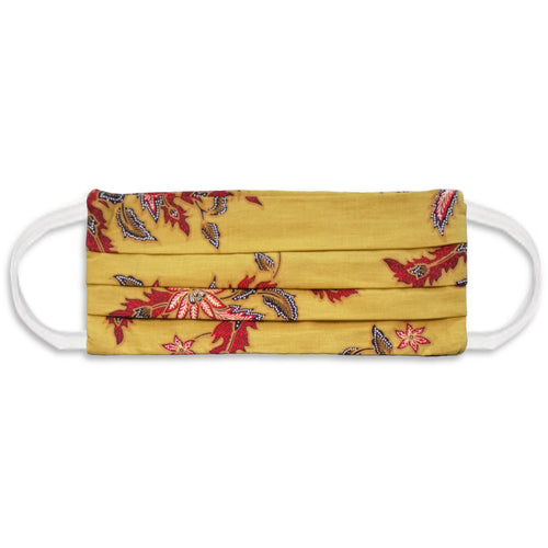 Rectangle Batik Face Mask with Insert Pocket - Yellow Mustard