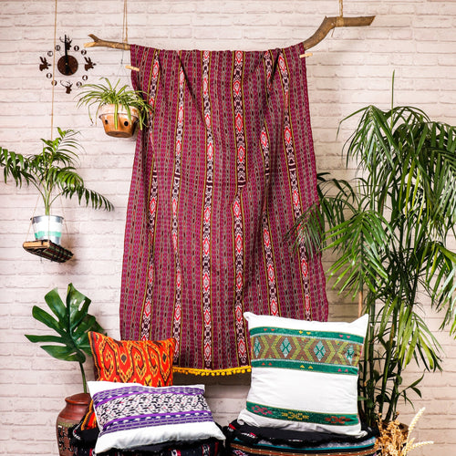 Ikat Blanket Throw, Red from East Nusa Tenggara, Indonesia
