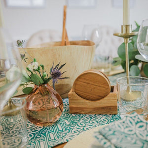Handmade Teak Wood Coaster Set of Four