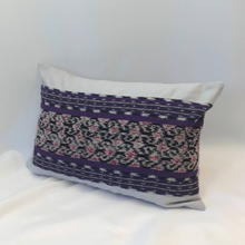 Load image into Gallery viewer, Ikat Pillow Cover, Purple and White. Cover Only with No Insert. 12x18 inches