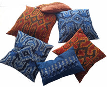 Load image into Gallery viewer, Ikat Pillow Cover, Blue. Cover Only with No Insert. 20inches x 20inches