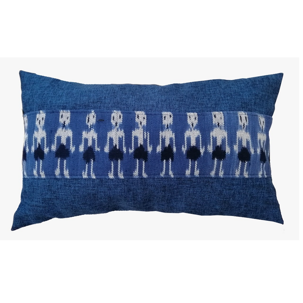 Ikat Pillow Cover, Blue. Cover Only with No Insert. 12inches x 20inches