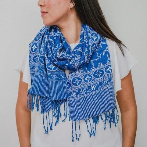 Handmade Batik Scarf - Dobby Fabric - Butterfly