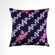 Load image into Gallery viewer, Ikat Pillow Cover, Pink &amp; Blue. Ethnic, Boho Cushion Case. Handwoven in Indonesia. 20x20 inches
