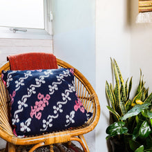 Load image into Gallery viewer, Ikat Pillow Cover, Pink &amp; Blue. Ethnic, Boho Cushion Case. Handwoven in Indonesia. 20x20 inches