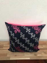 Load image into Gallery viewer, Ikat Pillow Cover, Pink &amp; Blue. Ethnic, Boho Cushion Case. Handwoven in Indonesia. 20x20 inches