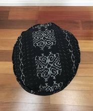 Load image into Gallery viewer, Round Ikat Pouf Ottoman, Black and White. Cover Only with No Insert. 20W x 13.5H