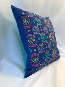 Ikat Pillow Cover, Blue. Cover Only with No Insert. 16inches x 16inches