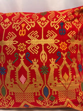Load image into Gallery viewer, Batik, Ikat Pillow Cover, Red &amp; Gold. Cover Only with No Insert. 20&quot; x 20&quot;