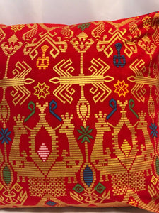 Batik, Ikat Pillow Cover, Red & Gold. Cover Only with No Insert. 20" x 20"