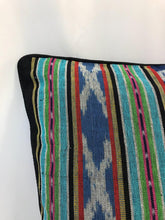 Load image into Gallery viewer, Ikat Pillow Cover, Blue Indigo with Border. Cover Only with No Insert. 20&quot; x 20&quot;