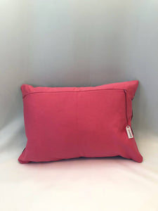 Ikat Pillow Cover, Pink & Blue. Ethnic, Boho Cushion Case. Handwoven in Indonesia. 12x18 inches