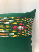 Load image into Gallery viewer, Ikat Pillow Cover, Green and Yellow. Cover Only with No Insert. 20inches x 20inches