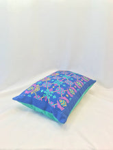 Load image into Gallery viewer, Ikat Pillow Cover, Blue. Ethnic, Boho Cushion Case. Handwoven in Indonesia. 12x18 inches