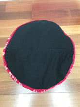 Load image into Gallery viewer, Round Ikat Pouf Ottoman, Red and Black. Cover Only with No Insert.
