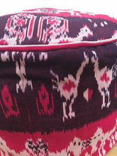 Load image into Gallery viewer, Round Ikat Pouf Ottoman, Red and Black. Cover Only with No Insert.