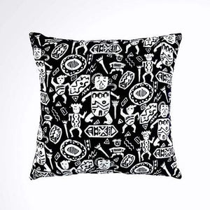 Batik, Ikat Pillow Cover, Black & White. Ethnic, Boho Cushion Case. Handwoven in Indonesia. 20x20 inches