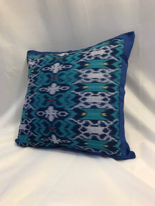 Ikat Pillow Cover, Blue. Cover Only with No Insert. 16" x 16"