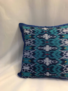 Ikat Pillow Cover, Blue. Cover Only with No Insert. 20" x 20"