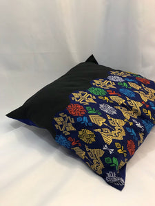 Ikat Pillow Cover, Black and Blue. Cover Only with No Insert. 20" x 20"