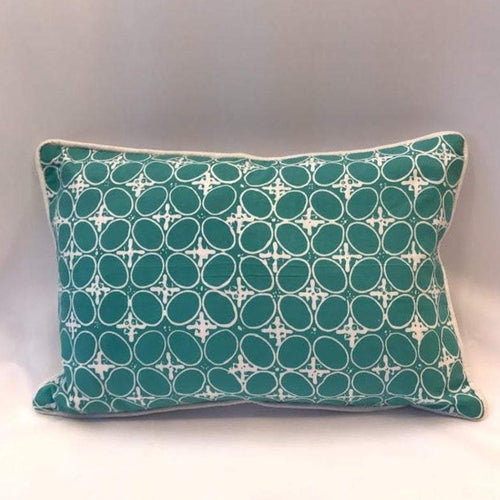 Ikat Pillow Cover,Greenish Blue and White. Ethnic, Boho Cushion Case. Handwoven in Indonesia. 12x18 inches