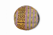 Load image into Gallery viewer, Round Ikat Pouf Ottoman, Dark Green. Cover Only with No Insert.