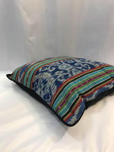 Load image into Gallery viewer, Ikat Pillow Cover, Blue Indigo with Border. Cover Only with No Insert. 20&quot; x 20&quot;