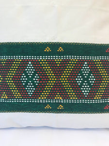 Ikat Pillow Cover, White and Green. Cover Only with No Insert. 20" x 20"
