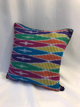Load image into Gallery viewer, Ikat Pillow Cover, Pink Blue Yellow Colorful. Cover Only with No Insert. 16inches x 16inches