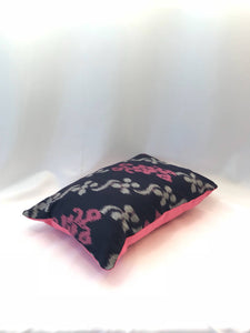 Ikat Pillow Cover, Pink & Blue. Ethnic, Boho Cushion Case. Handwoven in Indonesia. 12x18 inches