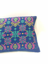 Load image into Gallery viewer, Ikat Pillow Cover, Blue. Ethnic, Boho Cushion Case. Handwoven in Indonesia. 12x18 inches