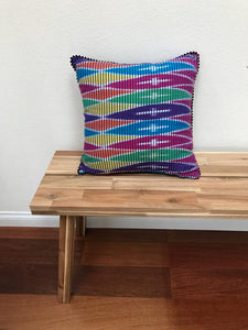 Ikat Pillow Cover, Pink Blue Yellow Colorful. Cover Only with No Insert. 16inches x 16inches