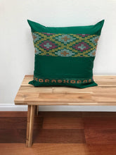 Load image into Gallery viewer, Ikat Pillow Cover, Green and Yellow. Cover Only with No Insert. 20inches x 20inches