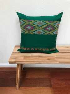 Ikat Pillow Cover, Green and Yellow. Cover Only with No Insert. 20inches x 20inches