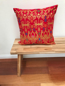 Batik, Ikat Pillow Cover, Red & Gold. Cover Only with No Insert. 20" x 20"