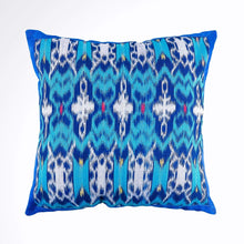 Load image into Gallery viewer, Ikat Pillow Cover, Blue. Cover Only with No Insert. 16&quot; x 16&quot;