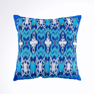 Ikat Pillow Cover, Blue. Cover Only with No Insert. 20" x 20"