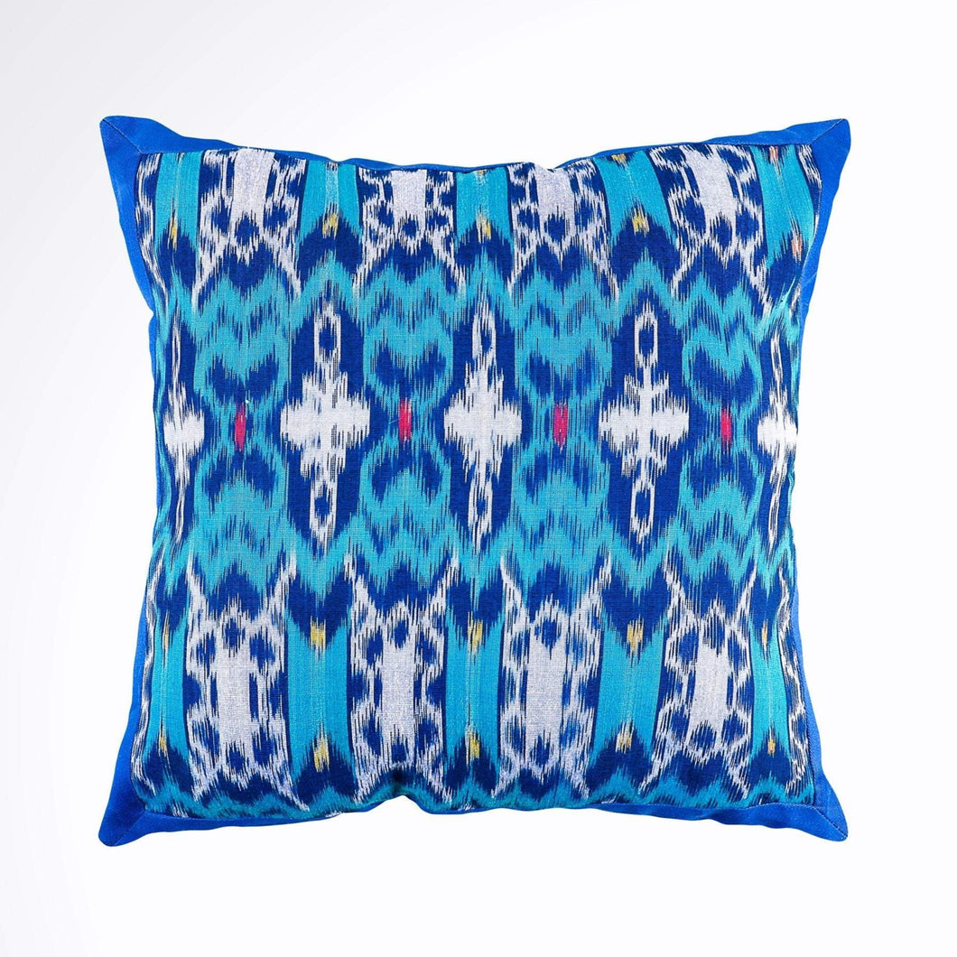 Ikat Pillow Cover, Blue. Cover Only with No Insert. 16