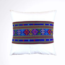 Load image into Gallery viewer, Ikat Pillow Cover, Blue and White. Cover Only with No Insert.. 18&quot; x 18&quot;
