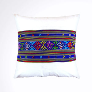 Ikat Pillow Cover, Blue and White. Cover Only with No Insert.. 18" x 18"