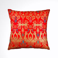 Load image into Gallery viewer, Batik, Ikat Pillow Cover, Red &amp; Gold. Cover Only with No Insert. 20&quot; x 20&quot;