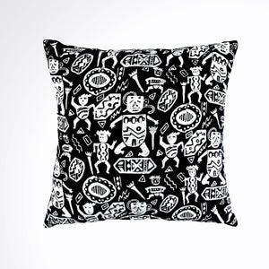 Batik, Ikat Pillow Cover, Black & White. Cover Only with No Insert. 16" x 16"