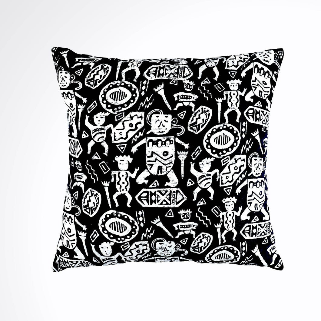 Batik, Ikat Pillow Cover, Black & White. Cover Only with No Insert. 16