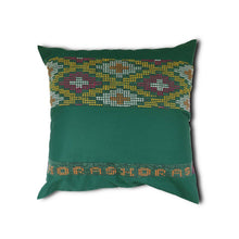 Load image into Gallery viewer, Ikat Pillow Cover, Green and Yellow. Cover Only with No Insert. 20inches x 20inches