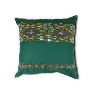 Ikat Pillow Cover, Green and Yellow. Cover Only with No Insert. 20inches x 20inches