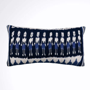 Ikat Pillow Cover, Blue and White. Cover Only with No Insert. 10inches x 18inches