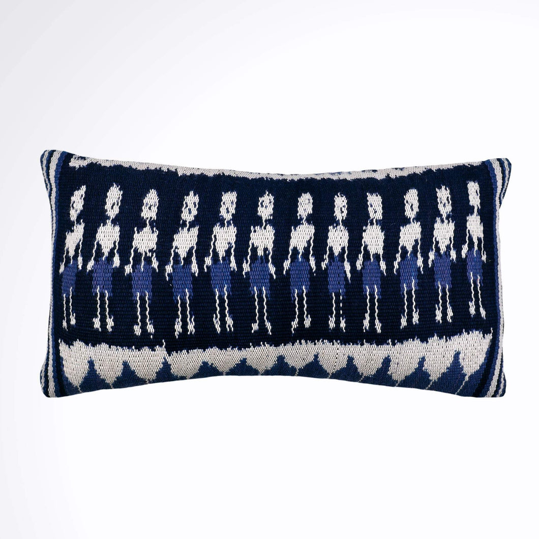 Ikat Pillow Cover, Blue and White. Cover Only with No Insert. 10inches x 18inches