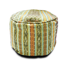 Load image into Gallery viewer, Round Ikat Pouf Ottoman, Light Green. Cover Only with No Insert.