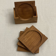 Load image into Gallery viewer, Handmade Teak Wood Coaster Set of Four - Square