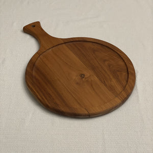 Charcuteria Board or Pizza Serving Tray Teak Wood 13.5 Inches